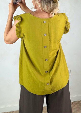 Jenna button back blouse - Pistachio-The Style Attic