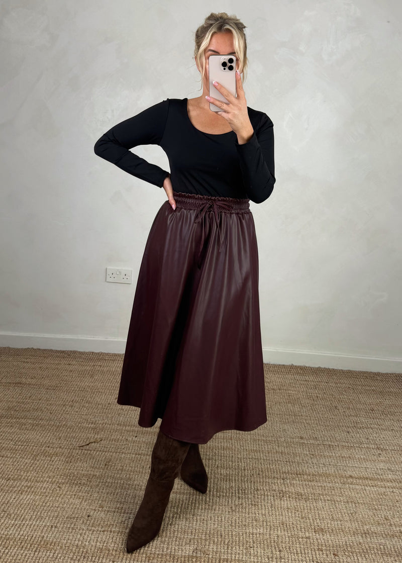 Mayci faux leather skirt - merlot
