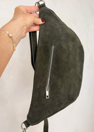 Suede Tori sling bag - Khaki