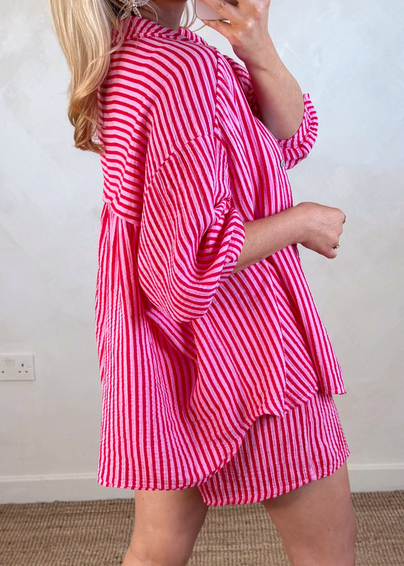 Miami co-ord short set - pink/red
