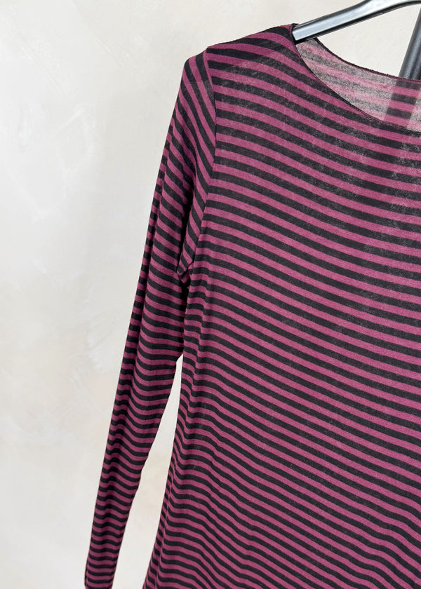 Cashmere blend striped base layer - berry/black