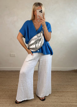 Lottie button knit - cerulean