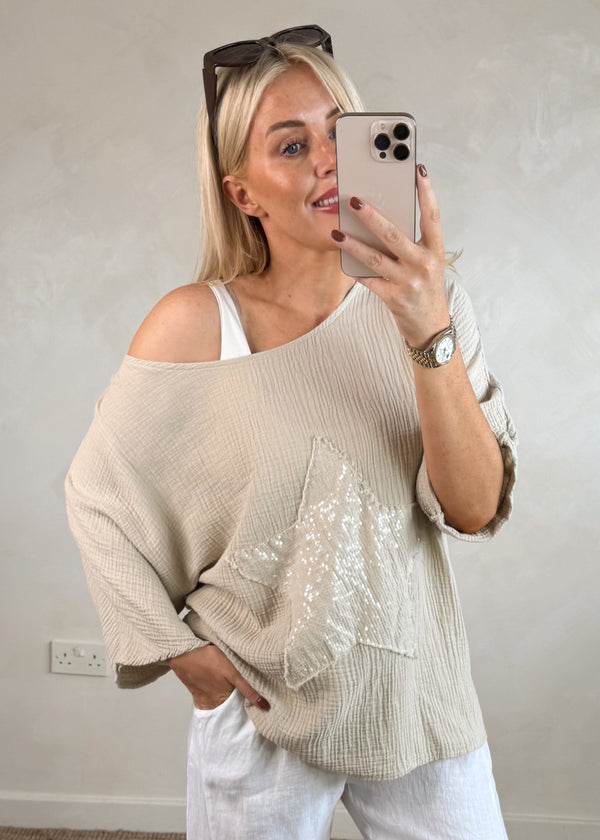 Starla cheesecloth tee - stone