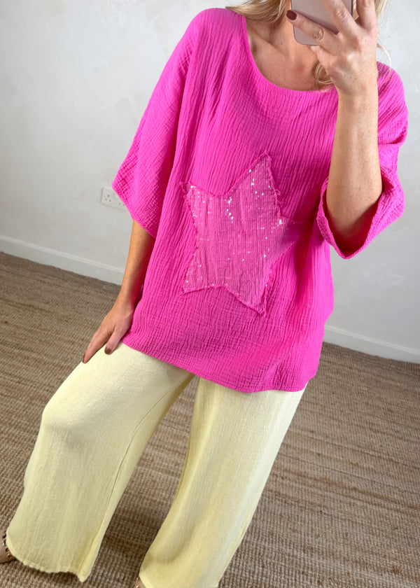 Starla cheesecloth tee - hot pink