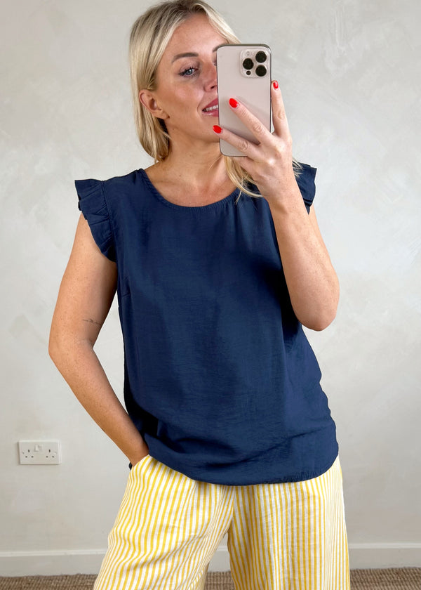 Kiki Frill top - navy