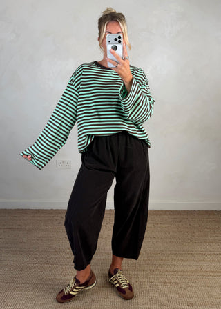 Nico crew neck striped tee - Chocolate/mint