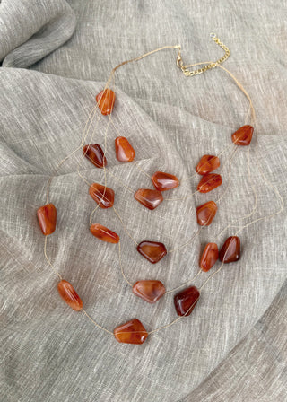Beaded necklace - rust