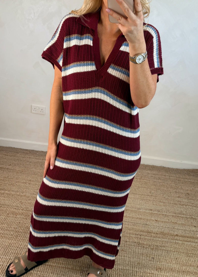 Coby striped dress - burgundy