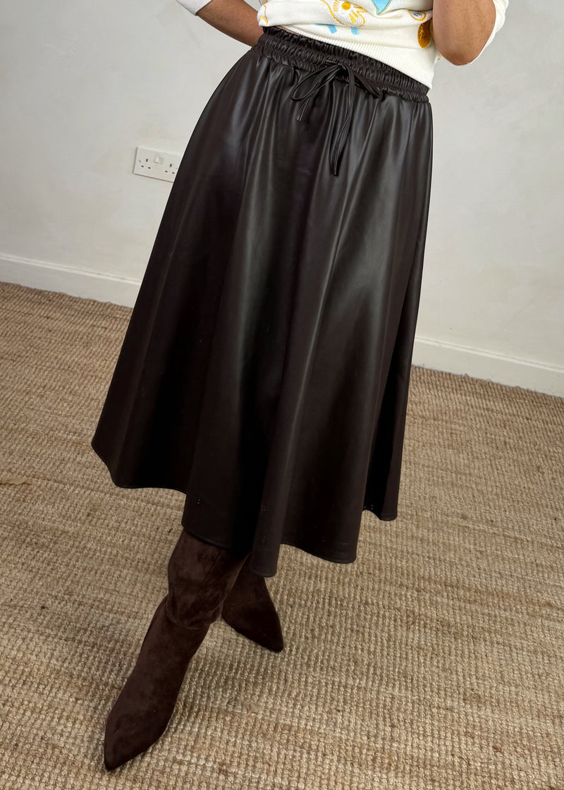 Mayci faux leather skirt - chocolate