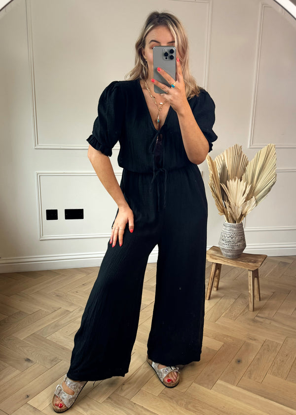 Adele cheesecloth jumpsuit - black