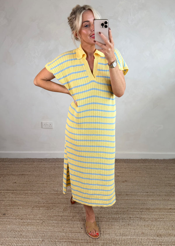 Ellie striped dress - blue/lemon