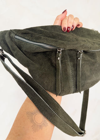 Suede Tori sling bag - Khaki