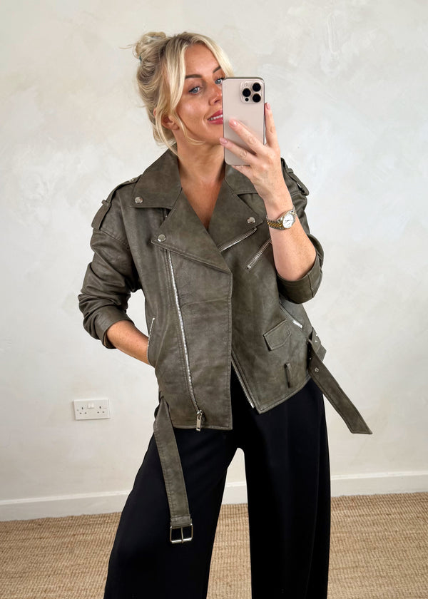 Muse Biker jacket - mushroom
