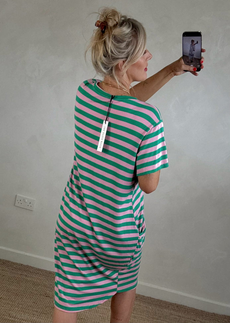 Blake striped dress - green/pink