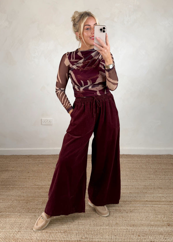 Talia Sheer top - Merlot
