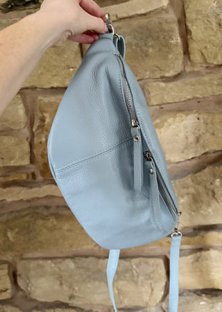 Tori leather sling bag - Sky blue
