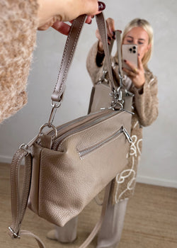 Molly zip leather bag - mocha