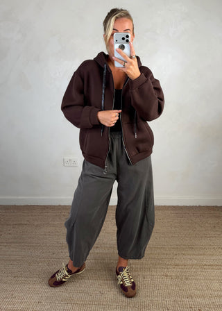 Cabana baby cord barrel leg trouser - Taupe