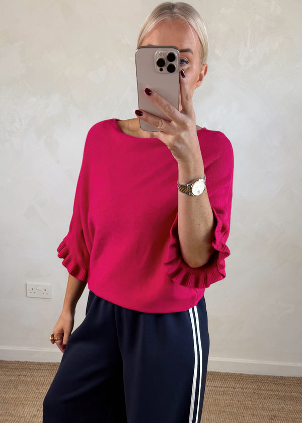 Maddie frill knit - hot pink