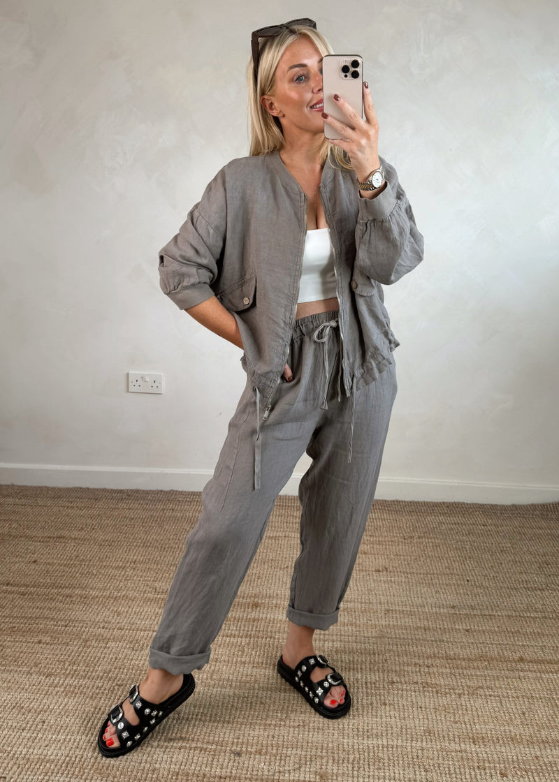 Milos linen trouser - mocha