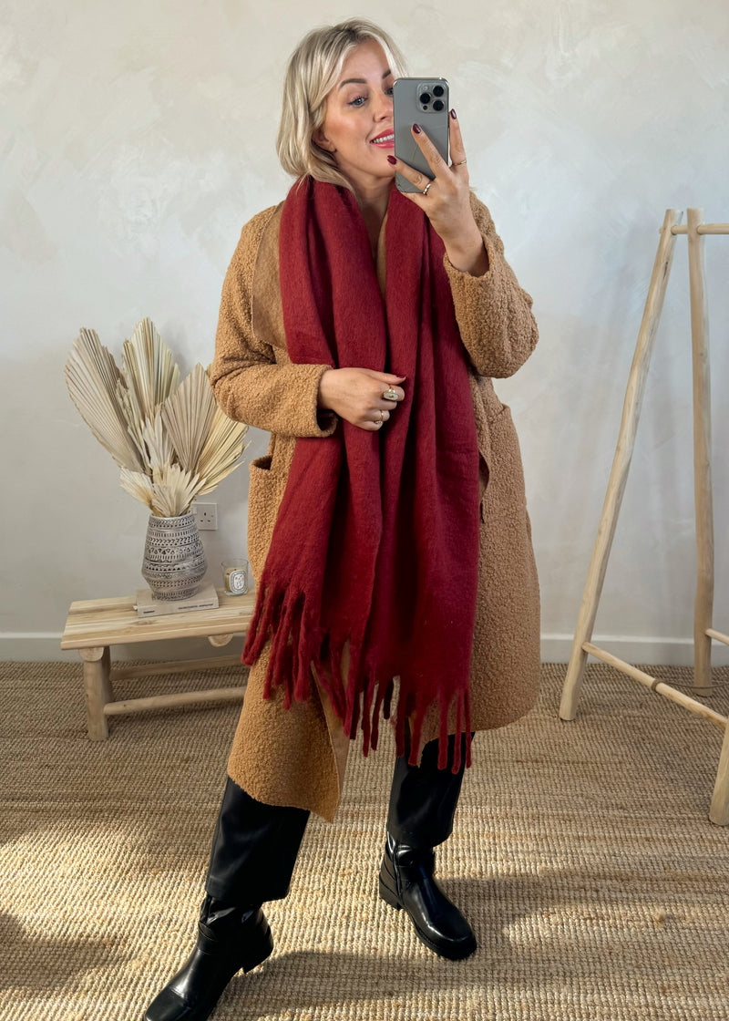 Blanket tassel scarf - burnt umber