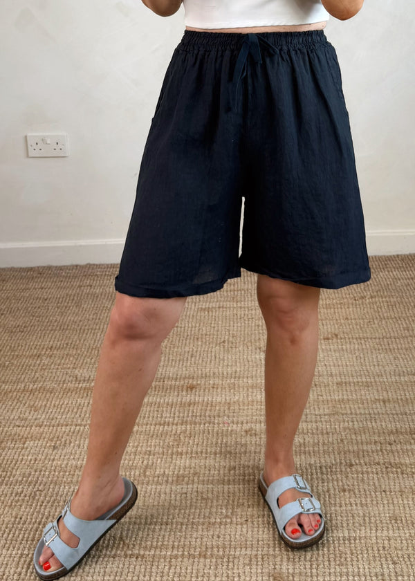 Essie linen shorts - navy