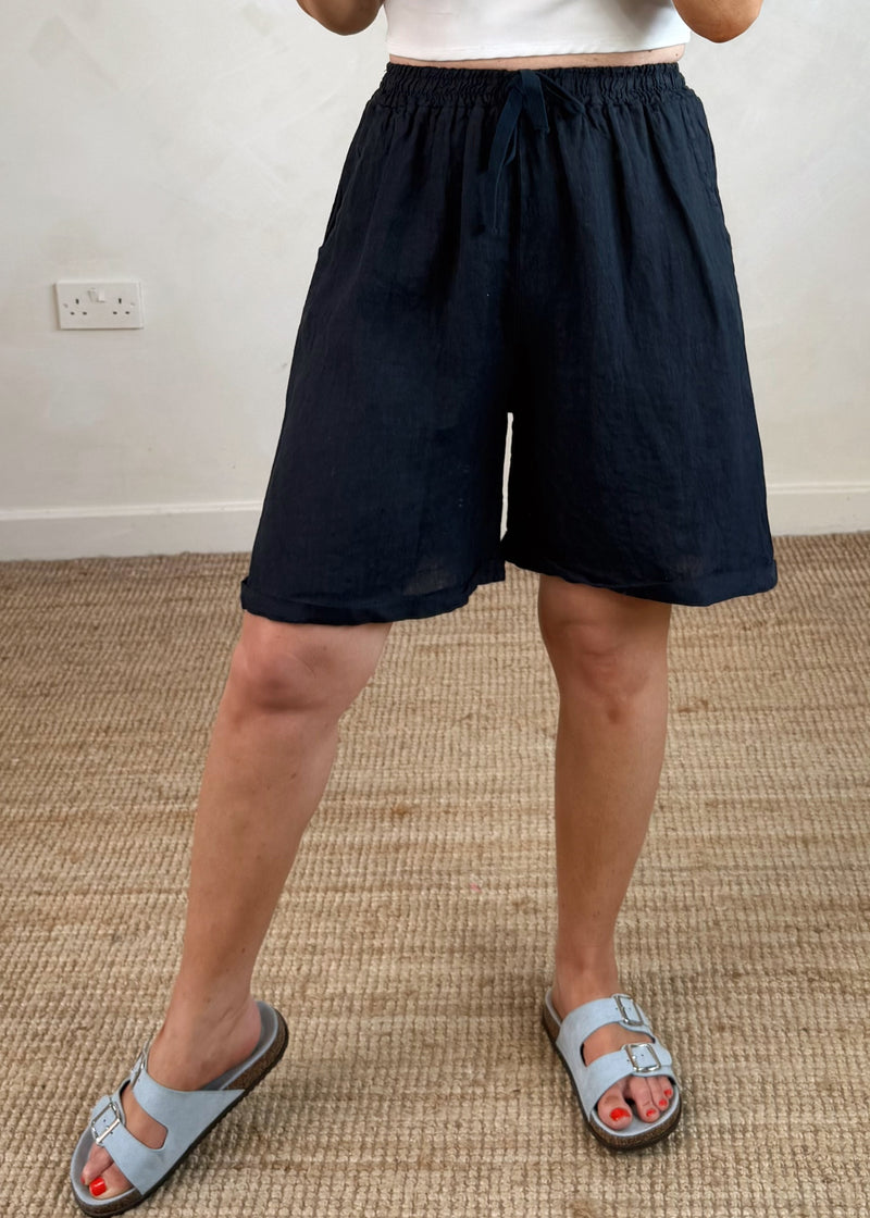 Essie linen shorts - navy