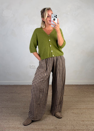 AW Bexley checked barrel leg trouser - three