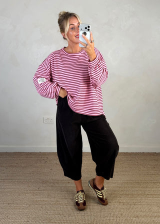 Cabana baby cord barrel leg trouser - Chocolate