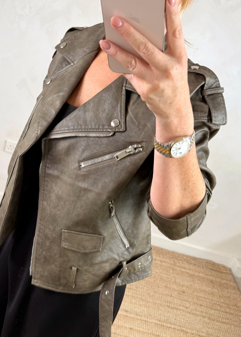 Muse Biker jacket - mushroom