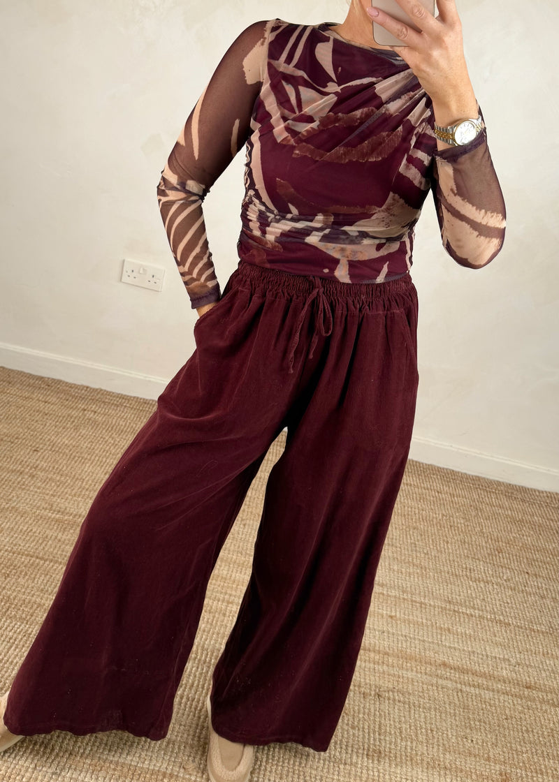 Talia Sheer top - Merlot