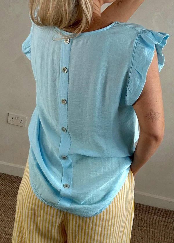 Kiki Frill top - sky blue