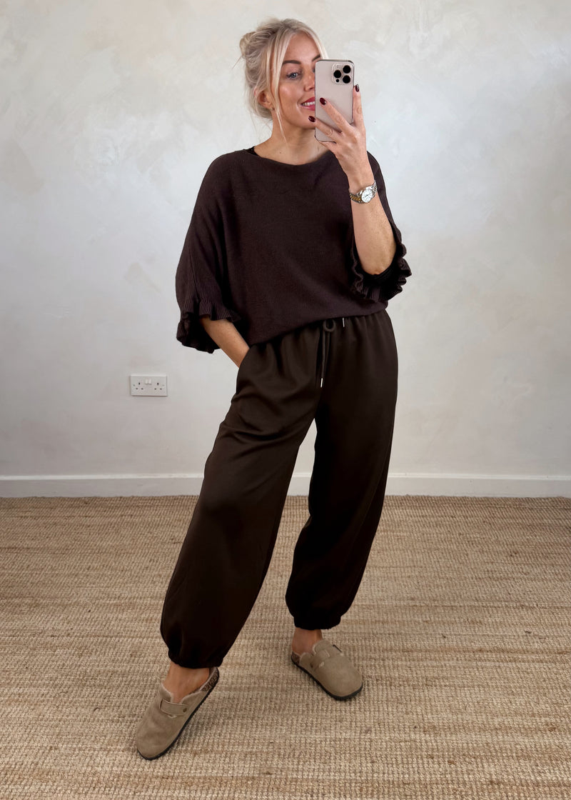 Maddie frill knit - chocolate