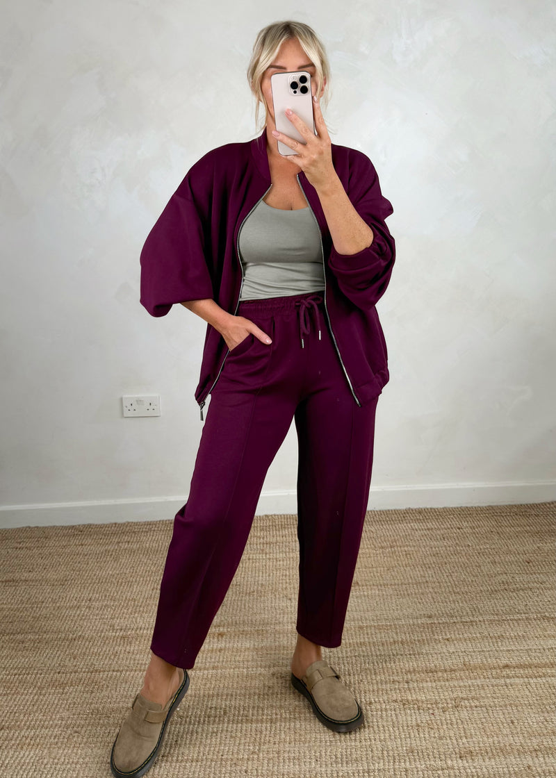 Carrot leg bomber co-ord set - Damson