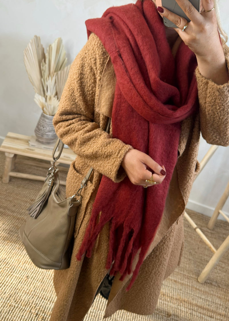 Blanket tassel scarf - burnt umber