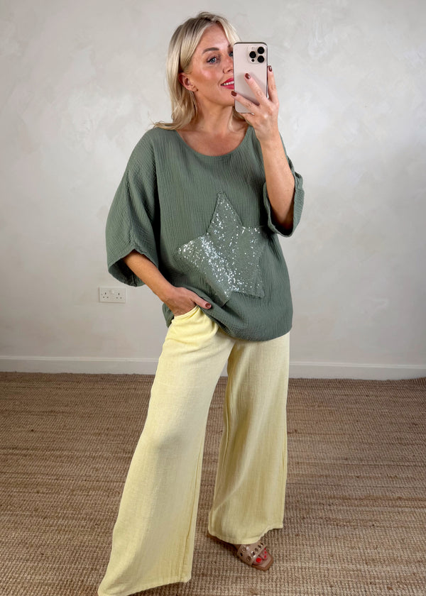 Starla cheesecloth tee - khaki