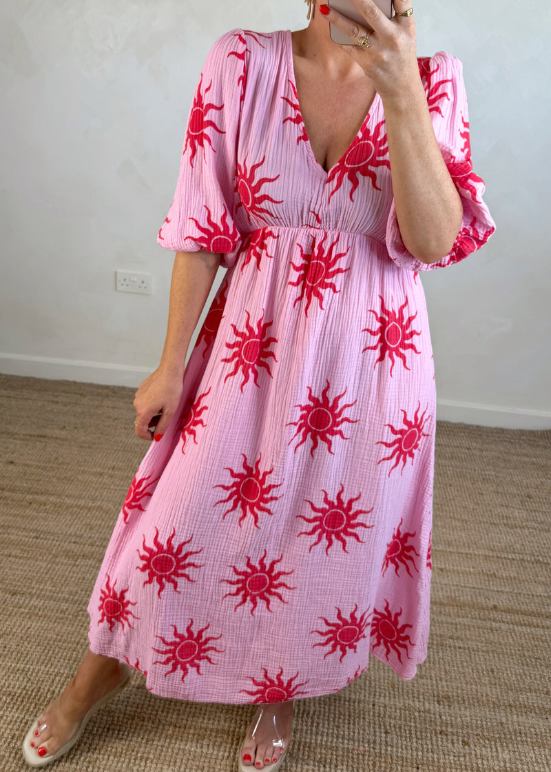 Julia maxi - pink/red sun