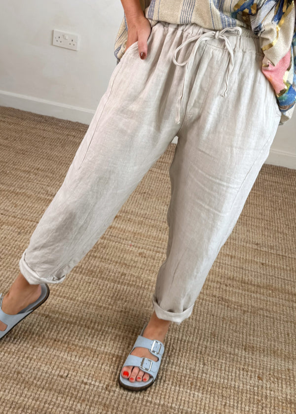 Milos linen trouser - stone