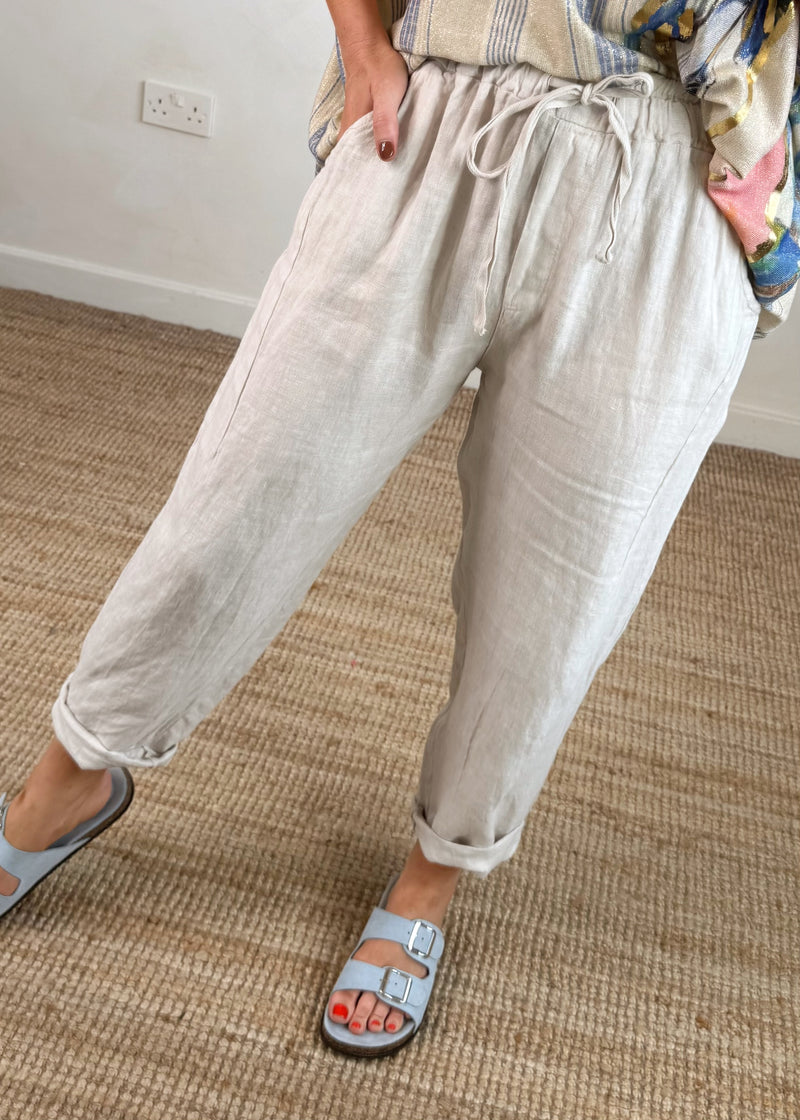 Milos linen trouser - stone