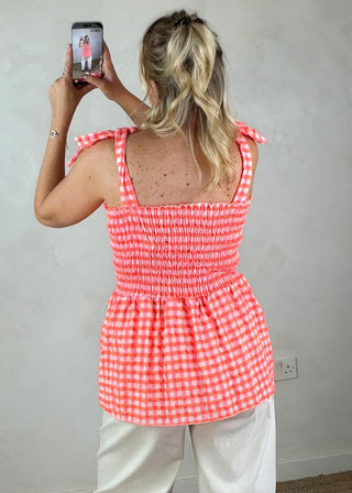Elsie checked tie top - two