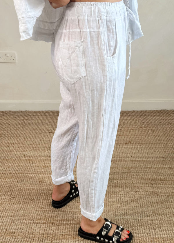 Milos linen trouser - white
