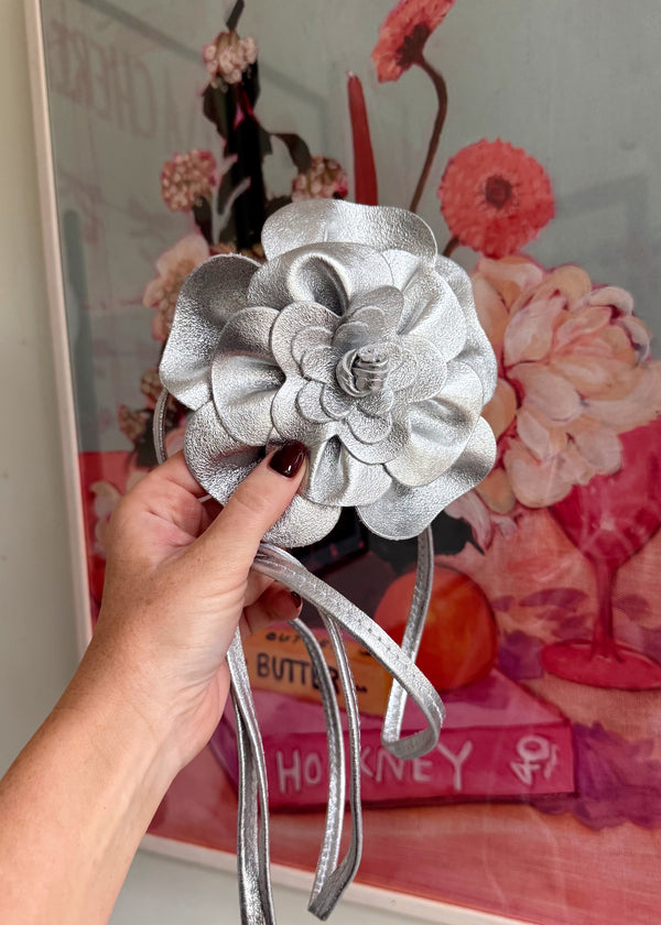 Corsage Leather belt - silver