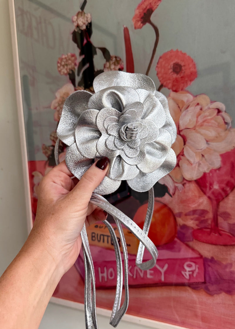 Corsage Leather belt - silver