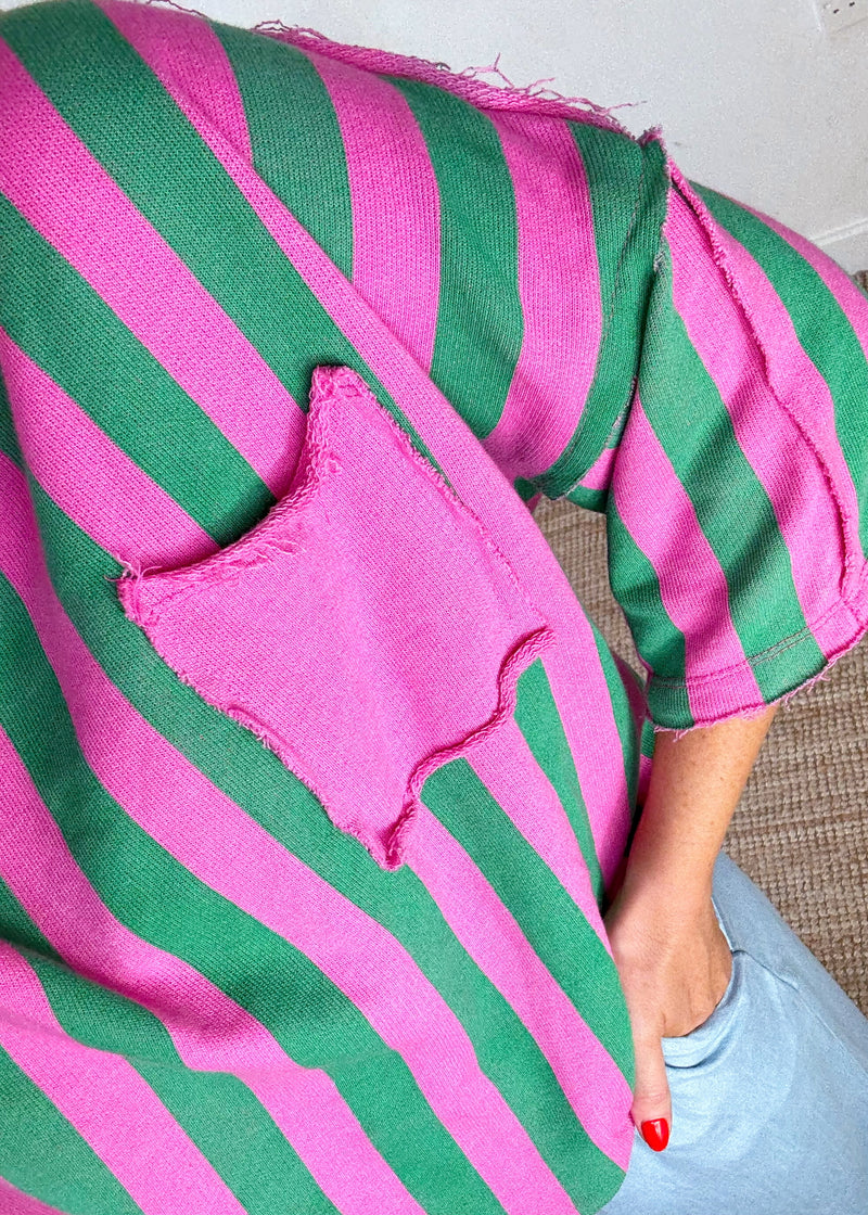 Romie striped sweater - pink/green