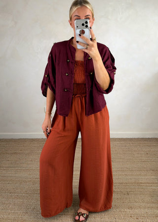 Linen military jacket - Merlot