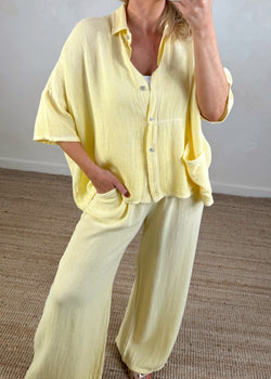 Fiona linen blend shirt - lemon