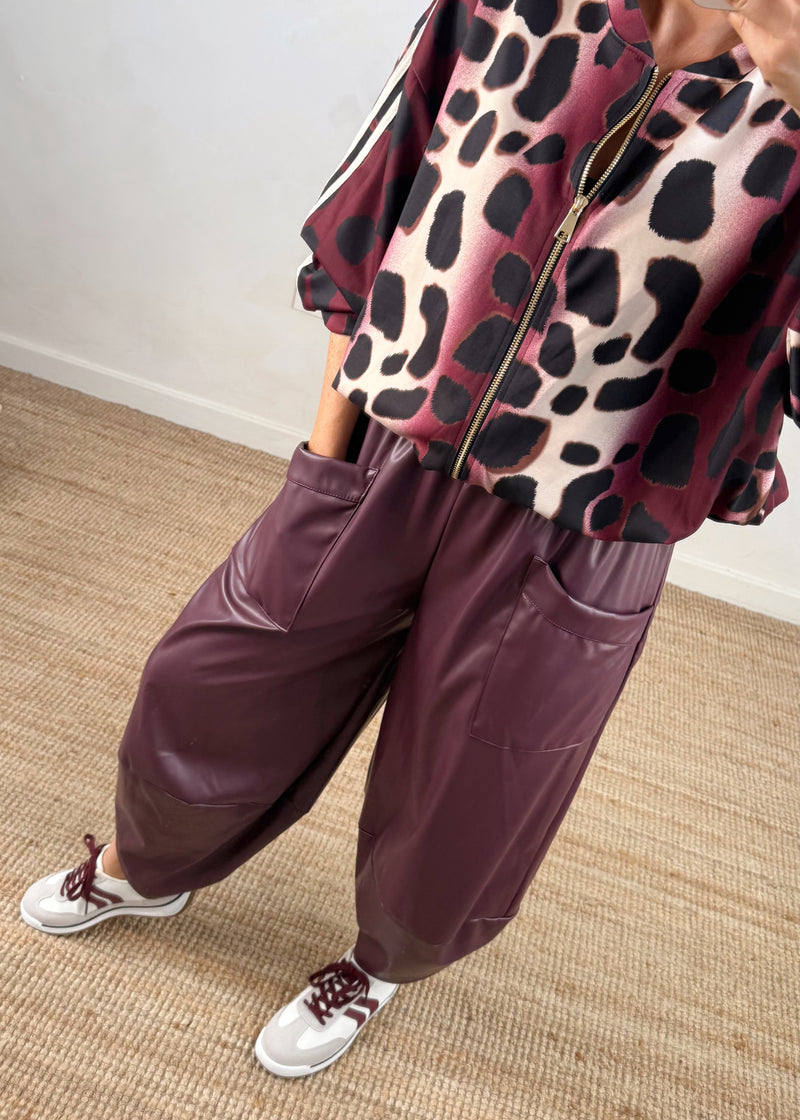 2 stripe bomber jacket - Merlot