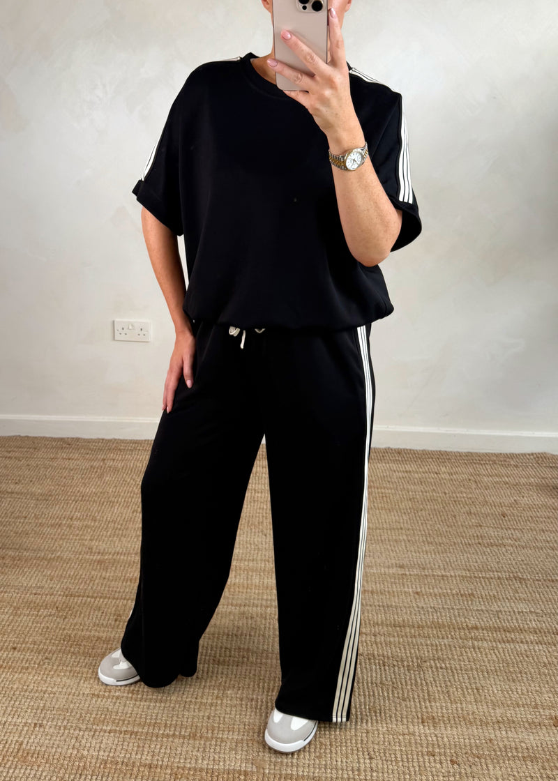 Carly Striped jogger - black