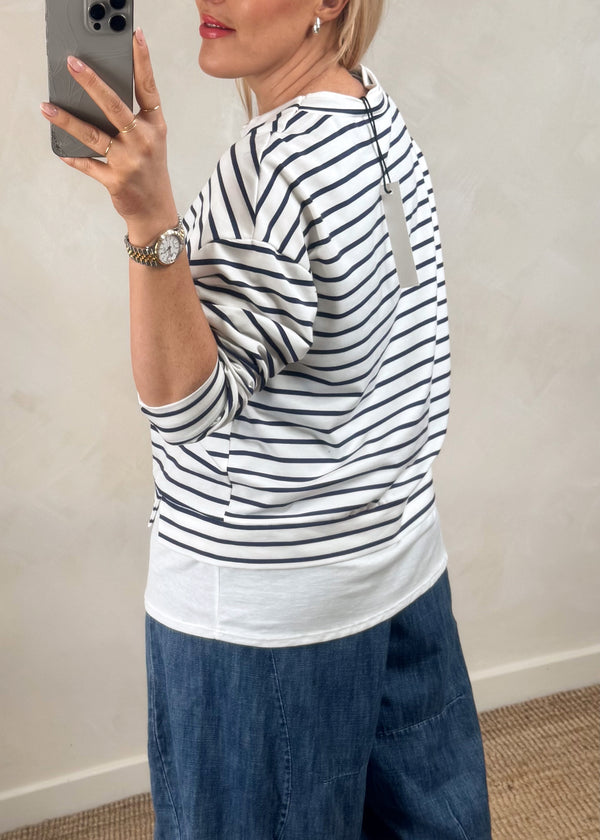 Wren striped tee - navy