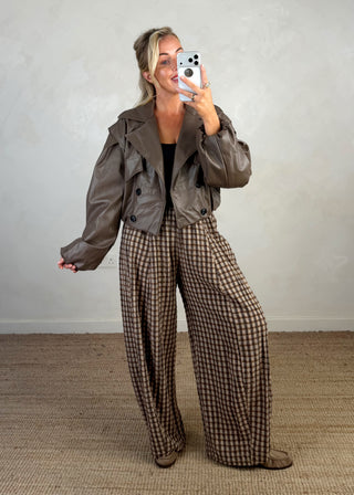 AW Bexley checked barrel leg trouser - three